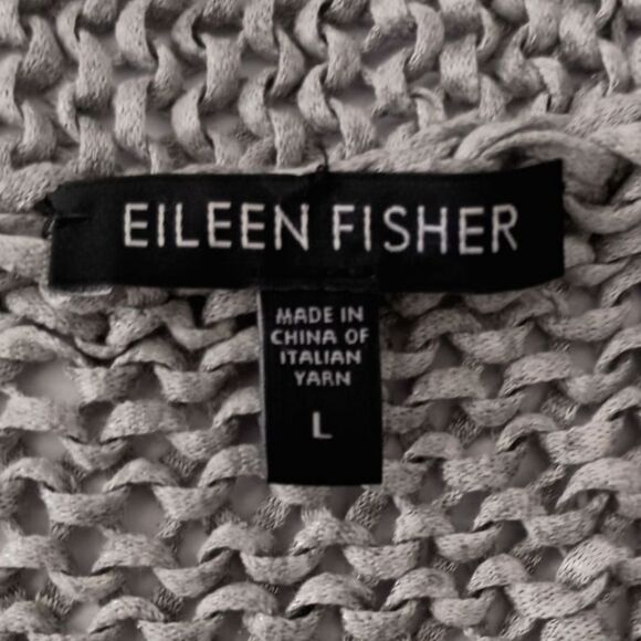 Eileen Fisher Italian Yarn Cardigan L Open Knit Quiet Luxury Old Money Capsule. - Picture 8 of 13